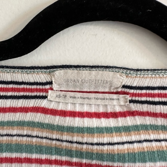 Urban Outfitters Multicolor Striped Long Sleeve Faux Wrap Crop Top Size XS EUC - Picture 5 of 7